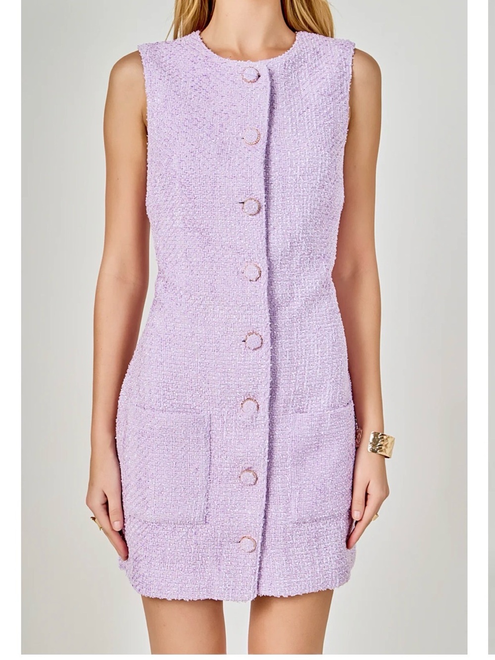 Endless Rose Lilac Tweed Mini Dress